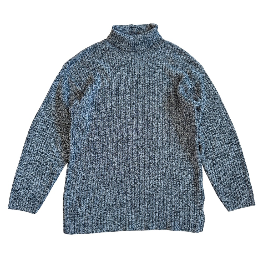 VTG! David Benjamin Black White Knit Turtleneck Sweater Acrylic‎ M Made in USA